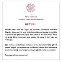 Bolu'da Kar Yağışı: 4 İlçede Eğitim Yarın Tatil!